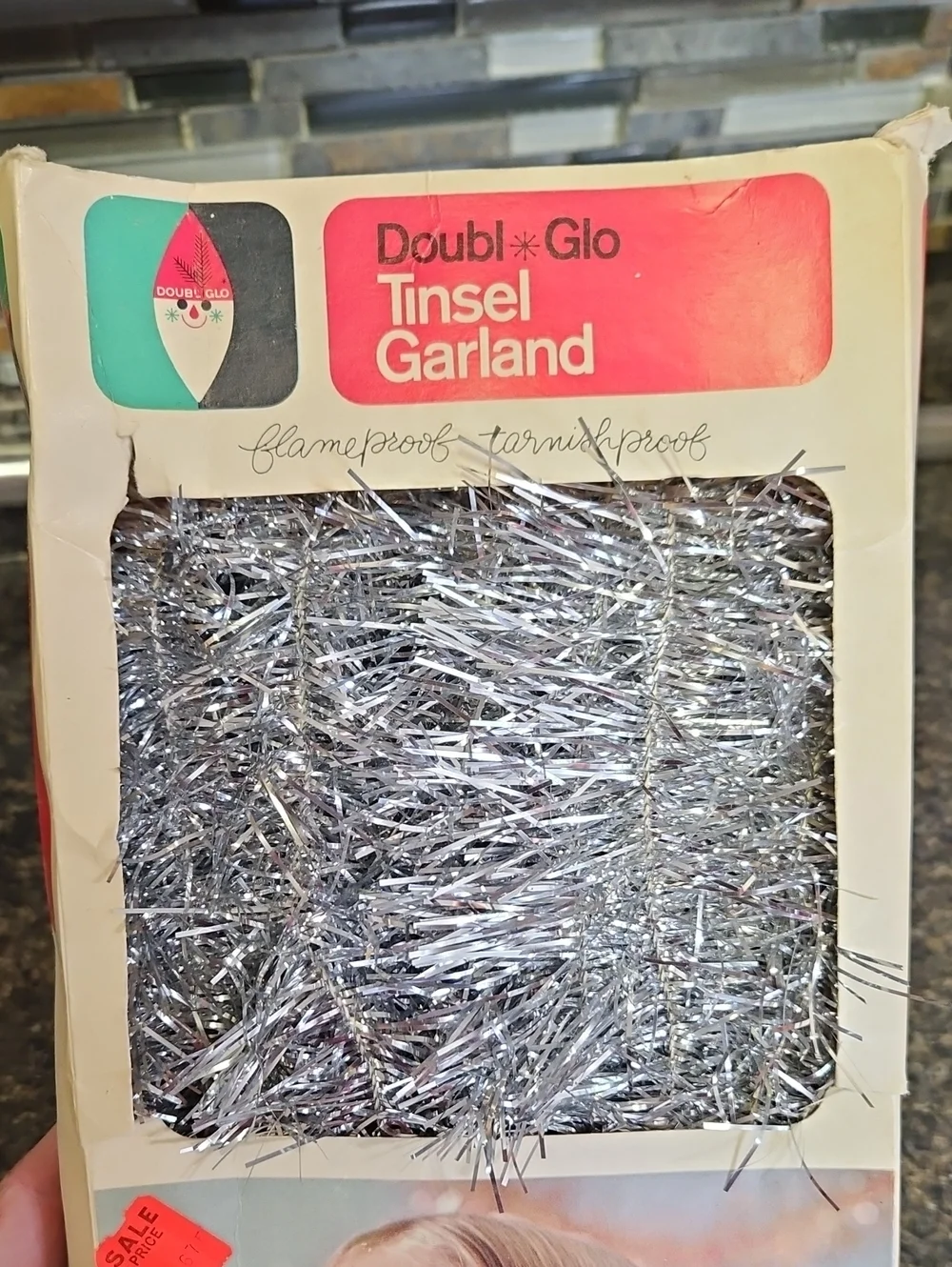 Vintage Doubl Glo Tinsel Garland Silver